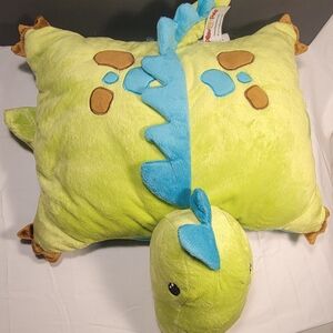 Green Dinosaur Plush Pillow with Blue Spikes Pillow Pets